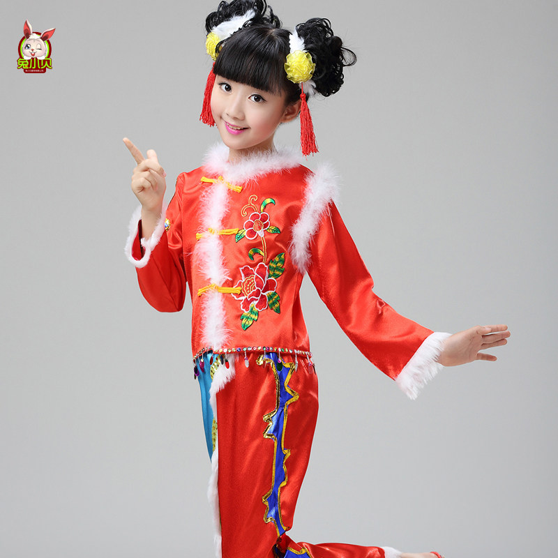 六一新款儿童民族喜庆打鼓服秧歌服 童心鼓韵舞蹈演出服腰鼓服女