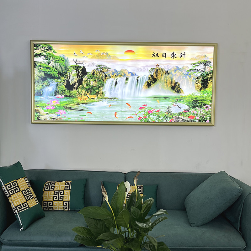 装饰壁画灯大尺寸山水风景画高档大气2023新款客厅灯农村别墅墙灯
