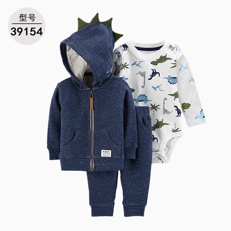 婴儿连体衣套装儿童卫衣裤春秋薄款男女宝宝婴幼纯棉长袖三件套新