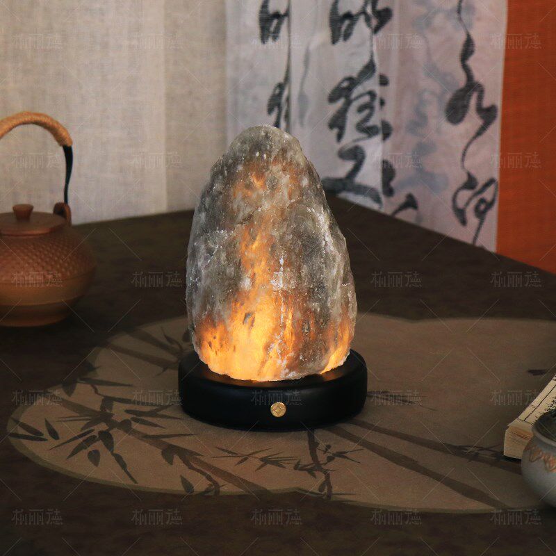 新中式台灯巴基斯坦盐灯喜马拉雅水晶长明灯招财天然小夜灯充电款