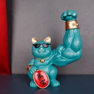 大力肌肉招财猫麒麟臂发财猫巨臂礼品猫摆件开业礼物前台乔迁