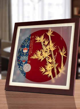 金箔画节节高升 客厅装饰画送领导朋友高档礼品公司定制桌面摆件