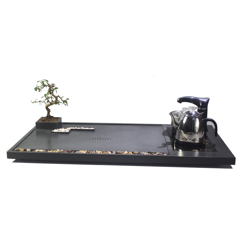 家用天然乌金石茶盘整块简约功夫茶台套装全自动创意电磁炉一体