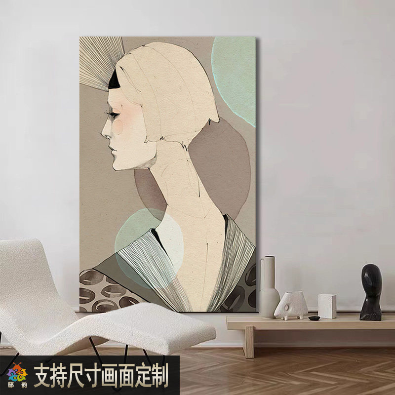 民宿酒店侘寂风艺术抽象装饰画小众无框画软装油画布玄关挂画定制