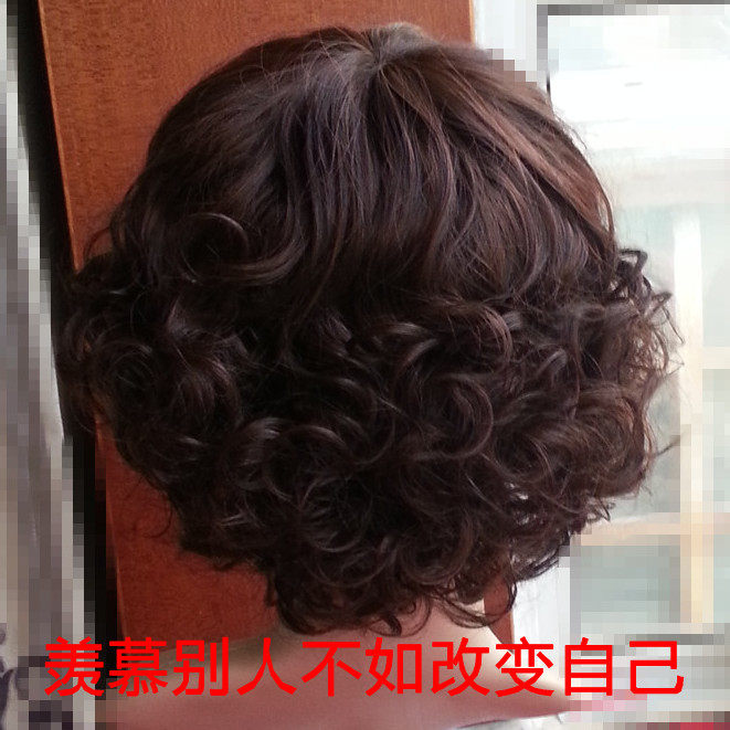 妈妈假发短发中长发 蓬松外翻翘短卷发梨花 中年女士假发女士包邮