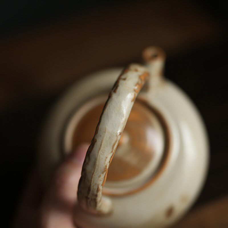 草木灰开片粗陶提梁茶壶 电陶炉煮茶器 酒精炉炭炉烧水壶功夫茶具
