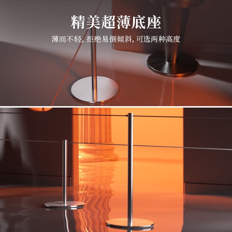美术艺术馆展厅一米线不锈钢栏杆座伸缩隔离带磁吸款高端排队护栏