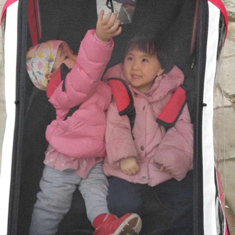 19新款铝合金双座位儿童推拖车大空间自行车拖车山地挂车儿童拖车