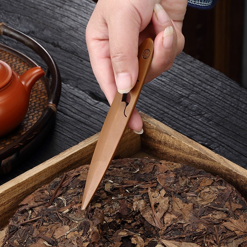 紫铜纯手工錾刻茶刀高端茶针一体撬普洱茶饼专用工具功夫茶具配件