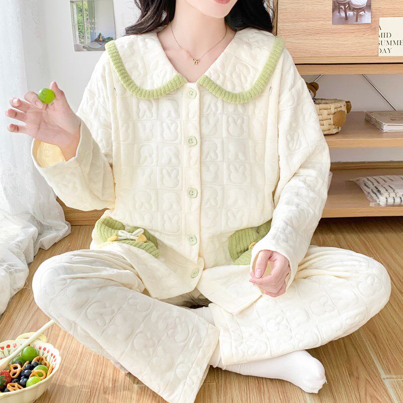 孕妇睡衣秋冬季空气棉夹层月子服2024新款哺乳套装春秋产后妇11月