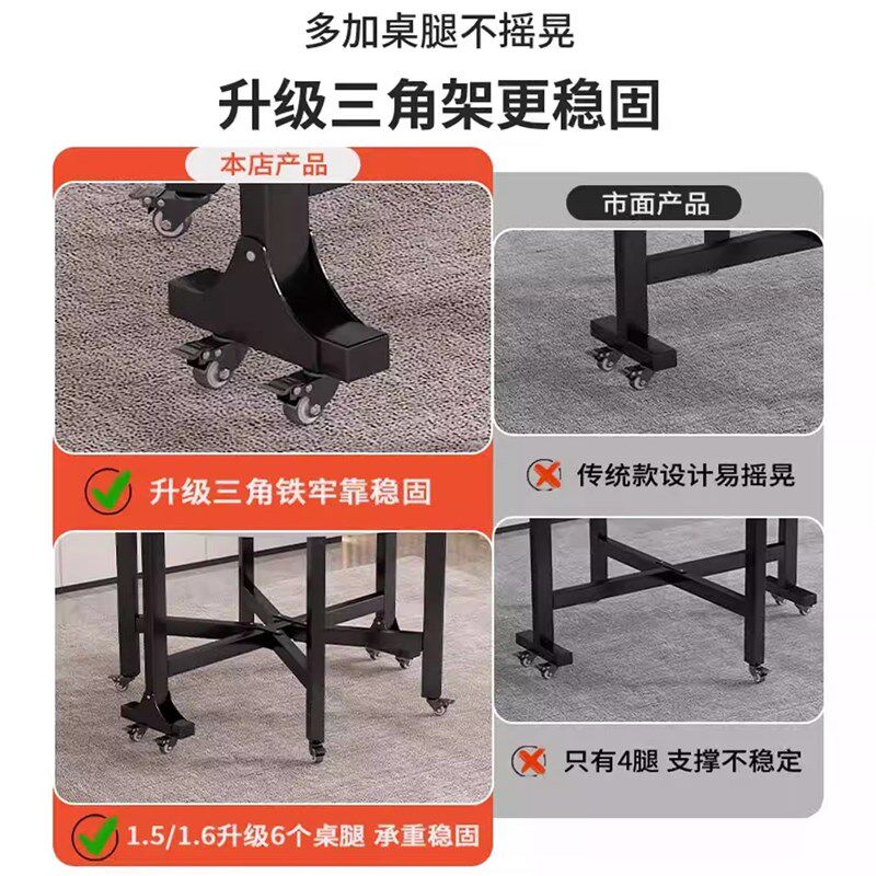 折叠圆桌家用小户型折叠餐桌大圆桌可移动带转盘租房10人吃饭桌子
