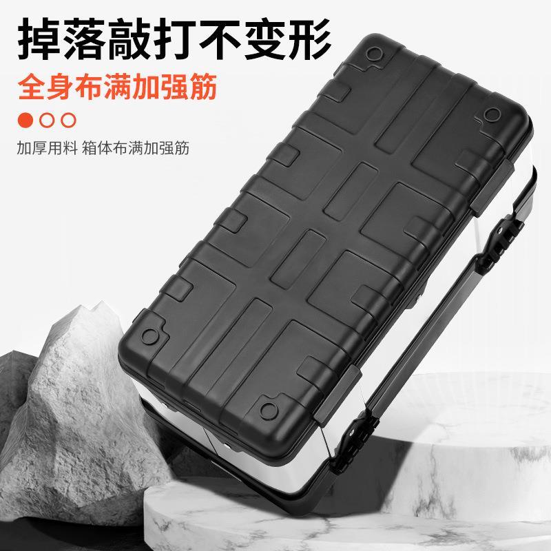 黑色不锈钢包塑工具箱带密码锁工业级双层加厚五金多功能收纳箱盒图片