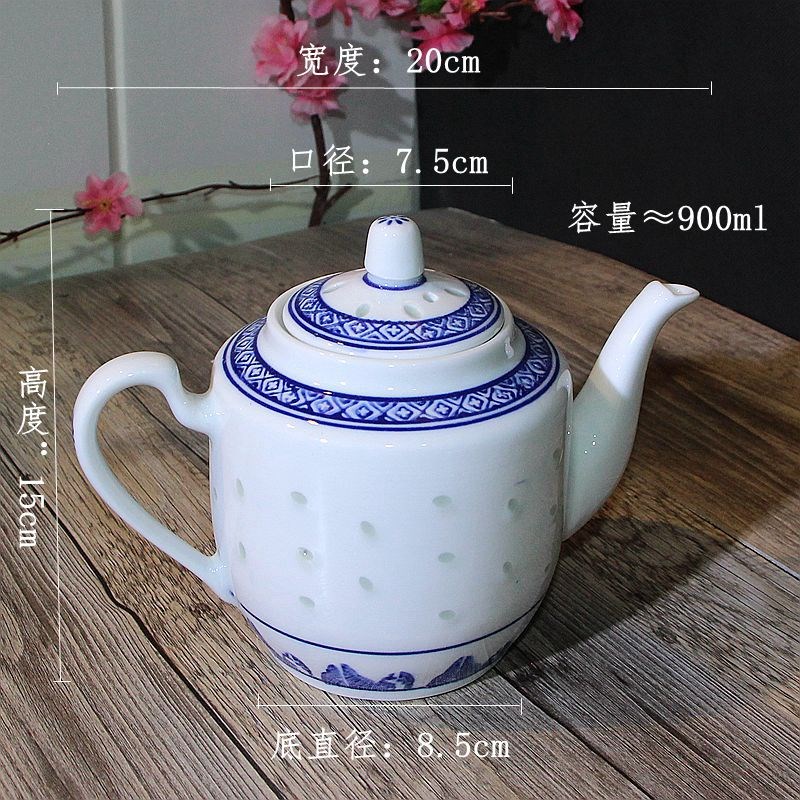 茶壶泡茶景德镇青花釉下彩家用单个中式复古怀旧大容量陶瓷凉茶壶图片