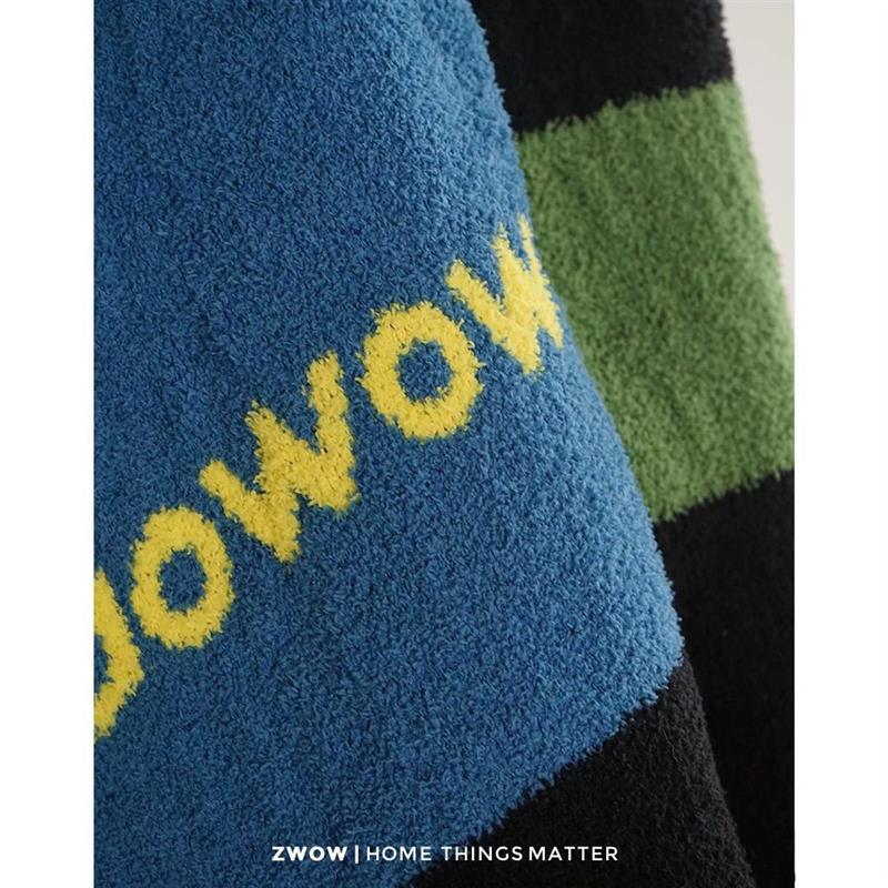 造卧zwow孟菲斯格子纹中古双面加厚半边绒盖毯休闲毯毛毯午睡毯子