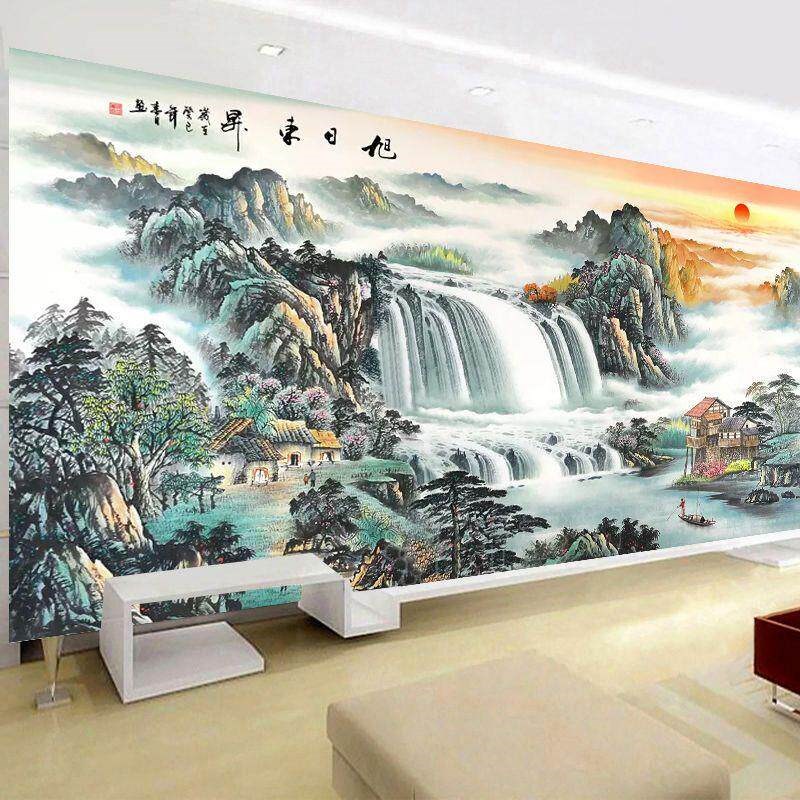 超划算5d钻石画满钻新款客厅风景山水画点粘钻画十字绣旭日东