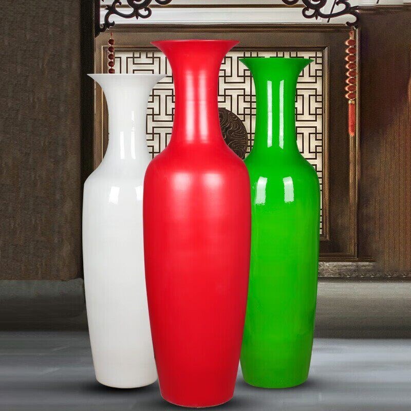 景德镇陶瓷器 定制 纯色落地大花瓶新中式家居客厅玄关装饰品摆件