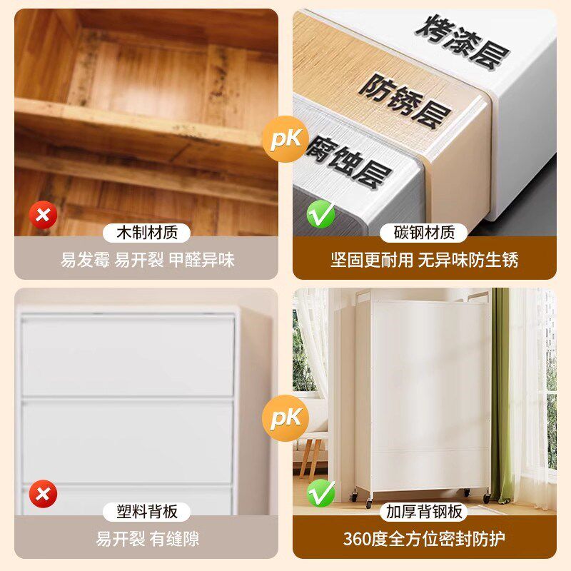 简易铁艺衣柜卧室家用不锈钢小户型组装储物柜出租房收纳铁架衣橱