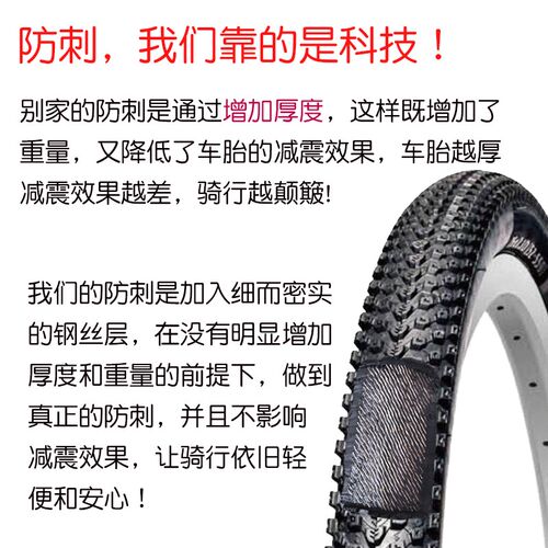 钢丝层防刺防扎自行车外胎24/26/27.5/700/29寸X1.95/2.10/35/38C