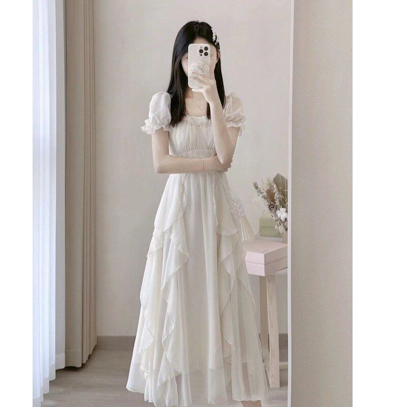女大童高级感连衣裙夏季少女孩甜美生日礼服初中生学院风公主裙子