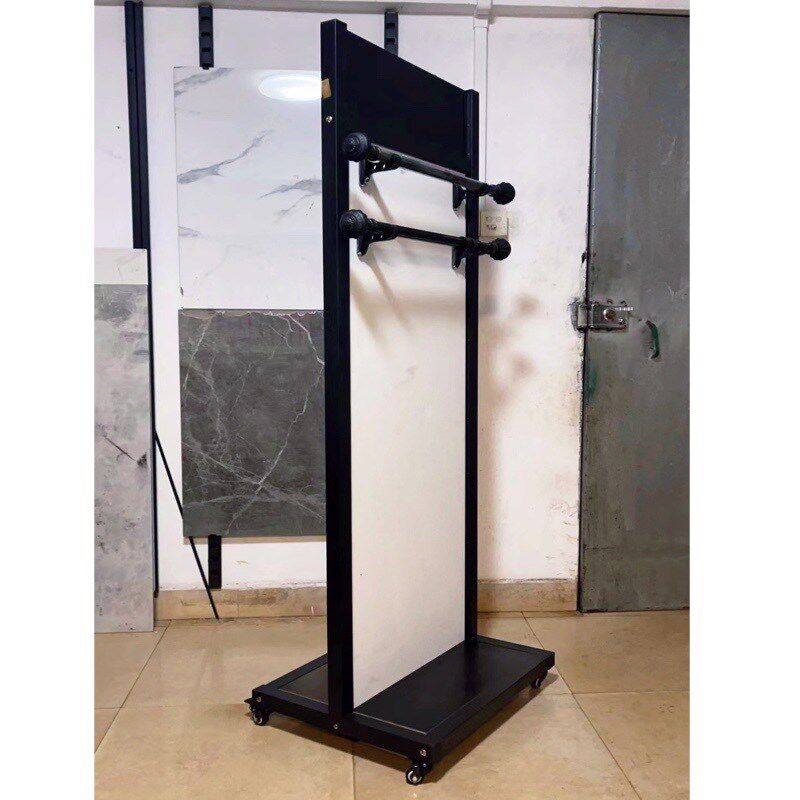 双面展示可旋转展架罗马杆窗帘杆样品展示架鼓棒灯条轨道展架