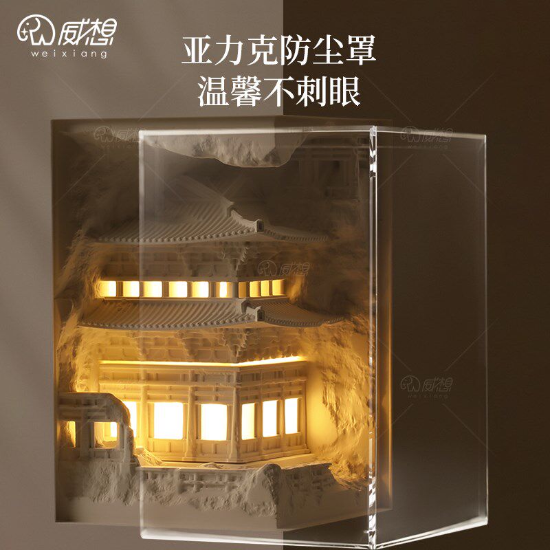 新中式石膏壁灯嵌入式转角墙角走廊楼梯氛围感应灯内嵌预埋壁龛灯