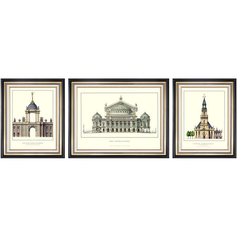 网红美式客厅装饰画建筑挂画欧式风格高档大气沙发背景墙装饰画三
