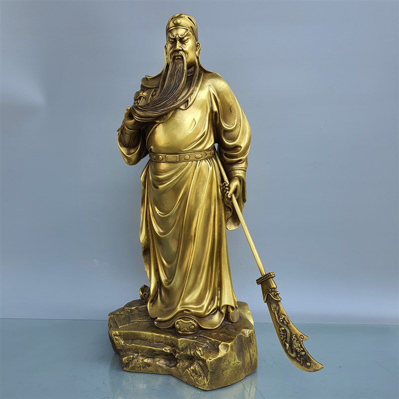 纯铜关公铜像供奉站立开业关羽关二爷武财神神像佛像招财摆件