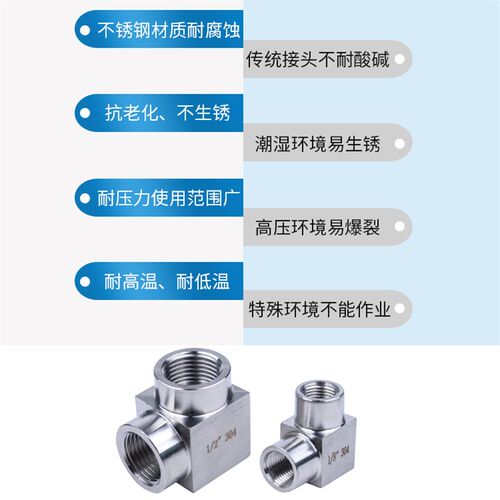 不锈钢304直角高压加厚1/4内丝弯头 90度弯通内螺纹 水管弯头4分
