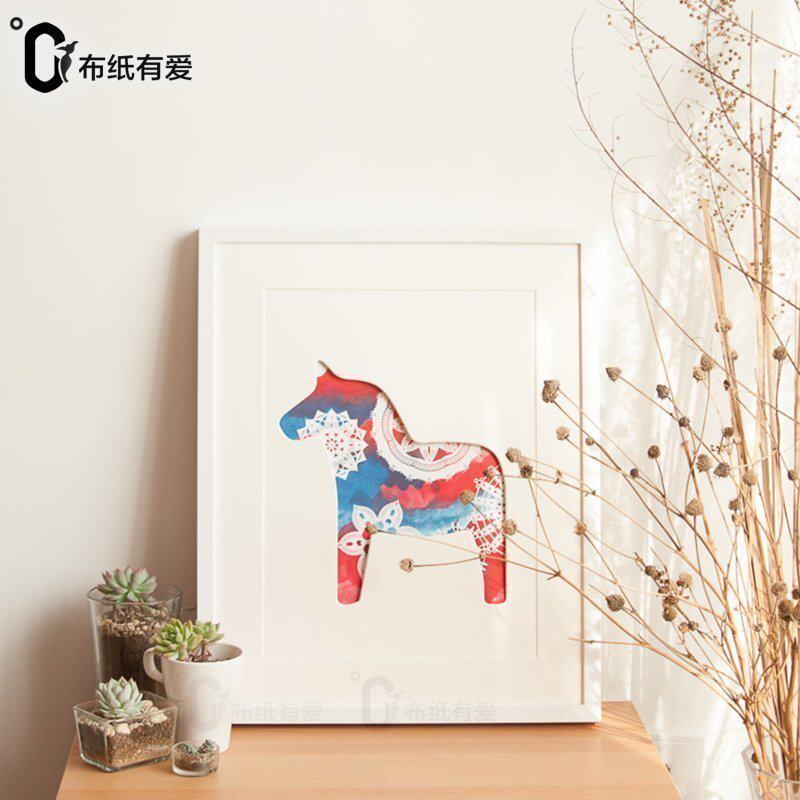 布纸有爱 达拉木马 客厅北欧装饰画民宿挂画卧室壁画床头小清新画