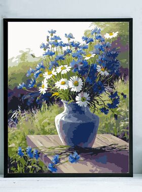 数字油画diy卧室手绘手工填充填色清新治愈花卉油彩挂画 夏橙熟了