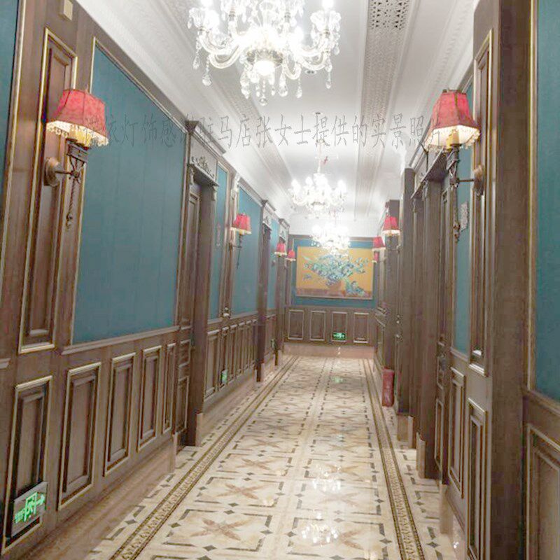 欧式客厅背景墙免接线充电别墅酒店过道复古无线遥控装饰铁艺壁灯