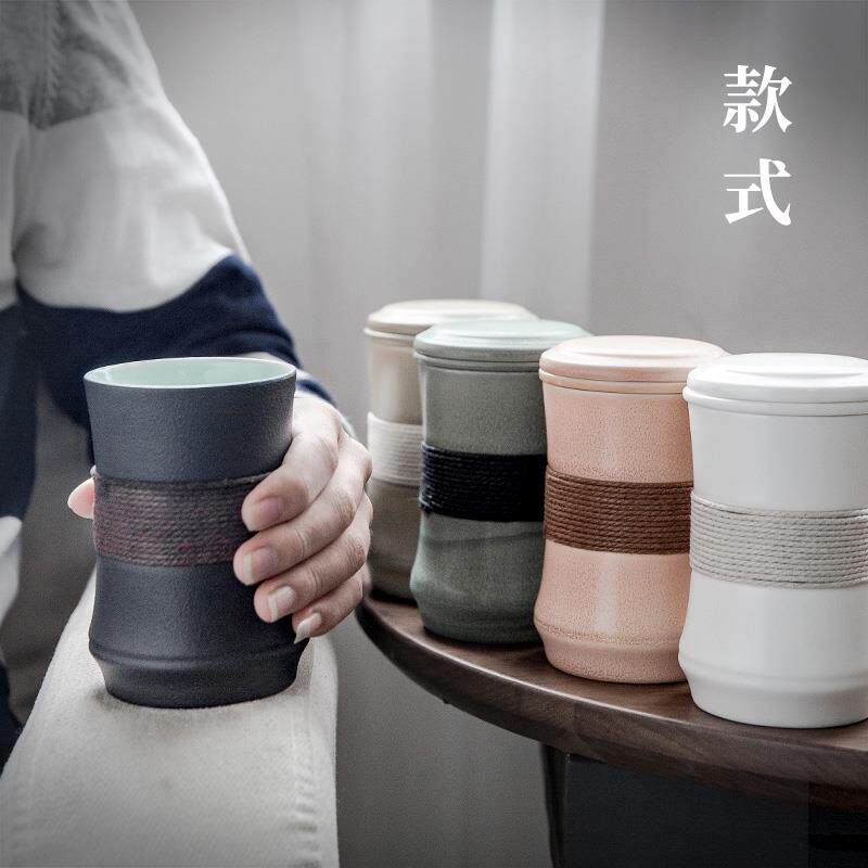 言和堂 泡茶杯 陶瓷带盖马克杯过滤办公室茶杯滤茶杯定制喝茶杯子
