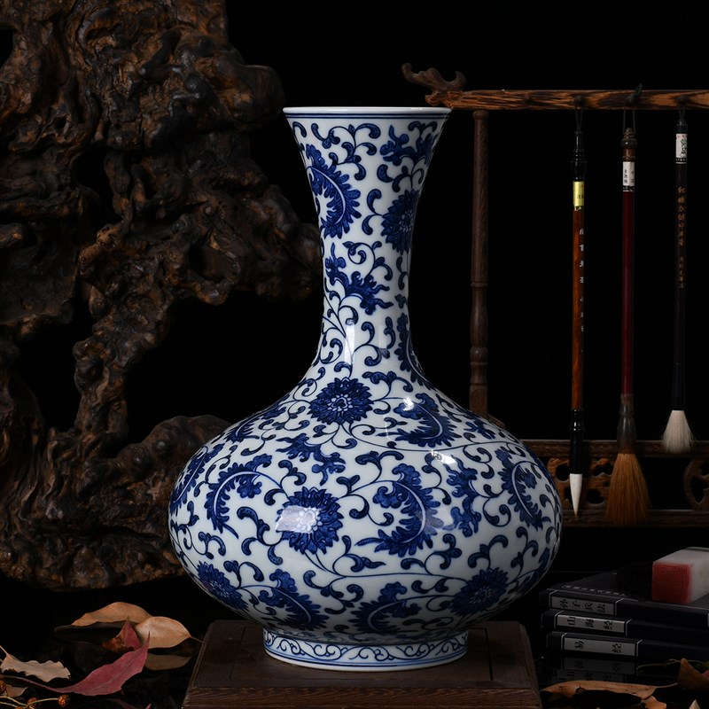 景德镇陶瓷器花瓶仿古手绘青花瓷中式明清古典客厅家居装饰品摆件