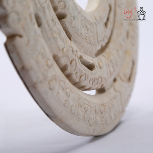 仿古做旧雕刻玉璧家居玄关玉片摆件酒店新中式软装摆设饰品复古