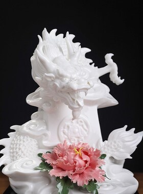 《龙腾盛世》新中式陶瓷花龙摆件 客厅办公室博古架装饰乔迁礼品