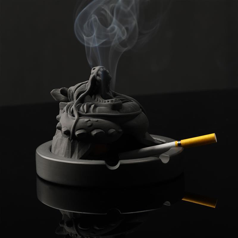 创意带盖子防灰水泥菸灰缸古典江南新中式简约家用客厅摆件送男七