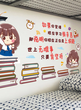 儿童房间装饰布置男孩卧室墙面励志标语墙贴画激励孩子学习的贴纸