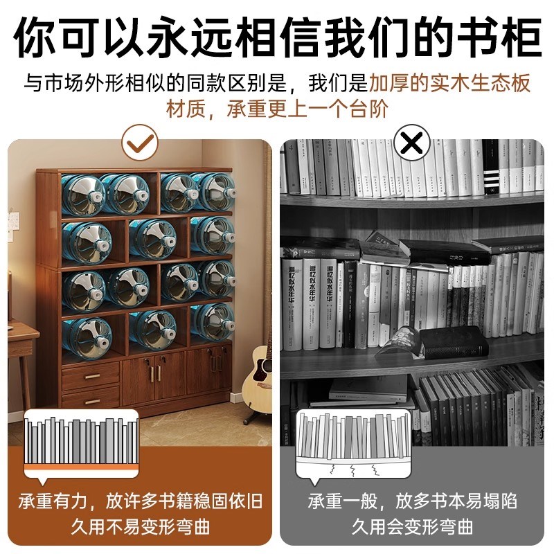 实木书柜办公室收纳柜展示柜多层储物柜简易书架落地柜子置物柜