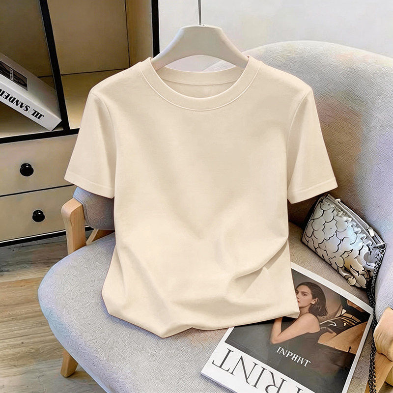 纯白色短款t恤女2026年新款正肩夏季设计感短袖宽松纯棉体恤上衣