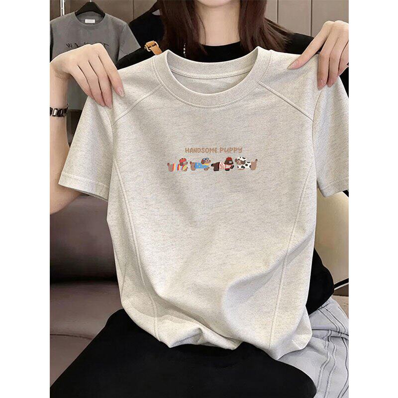 不规则短袖t恤女装夏季设计感小众正肩短款体恤宽松显瘦纯棉上衣