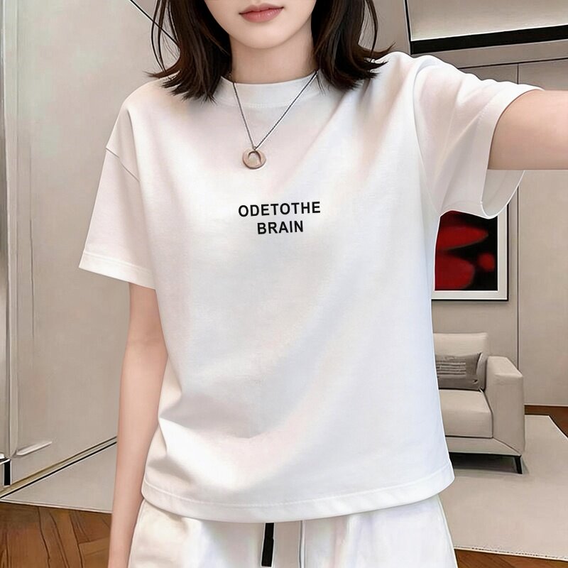 白色棉质短袖t恤女宽松上衣夏季新款欧货设计感小众体恤字母ins潮