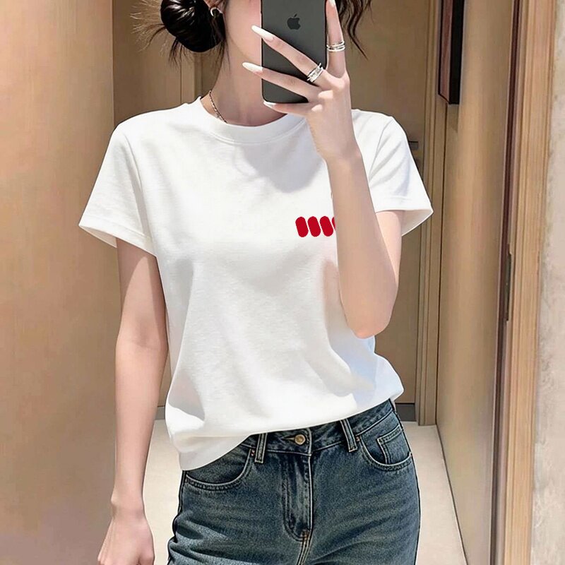 夏季欧货新款纯棉白色短袖T恤女