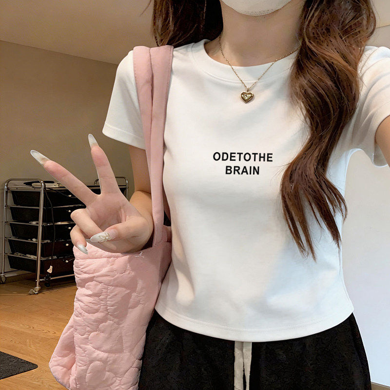 纯棉白色短款t恤女ins潮2026新款短袖显瘦夏季设计感小众正肩上衣