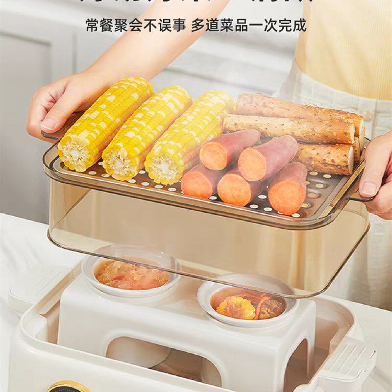 TER多功能电蒸锅家用大容量多层可预约定时透明蒸菜神器一体煮锅