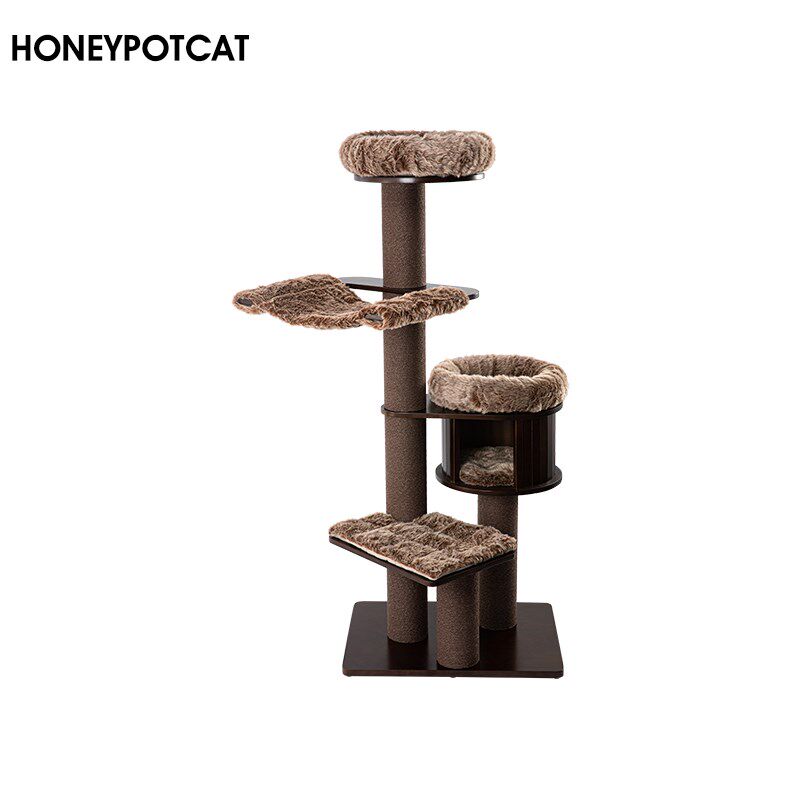 蜜罐猫爬架猫窝猫树一体黑胡桃木色漆面实木多层板猫架大型 H2501