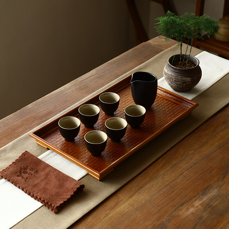 竹编竹制茶盘家用托盘结婚奉茶敬茶日式茶点盘中式禅意中国风复古