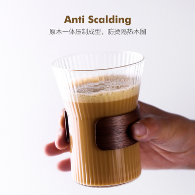 wvii 日式挂耳咖啡杯玻璃杯茶杯防烫竖纹水杯子家用高颜值拿铁杯