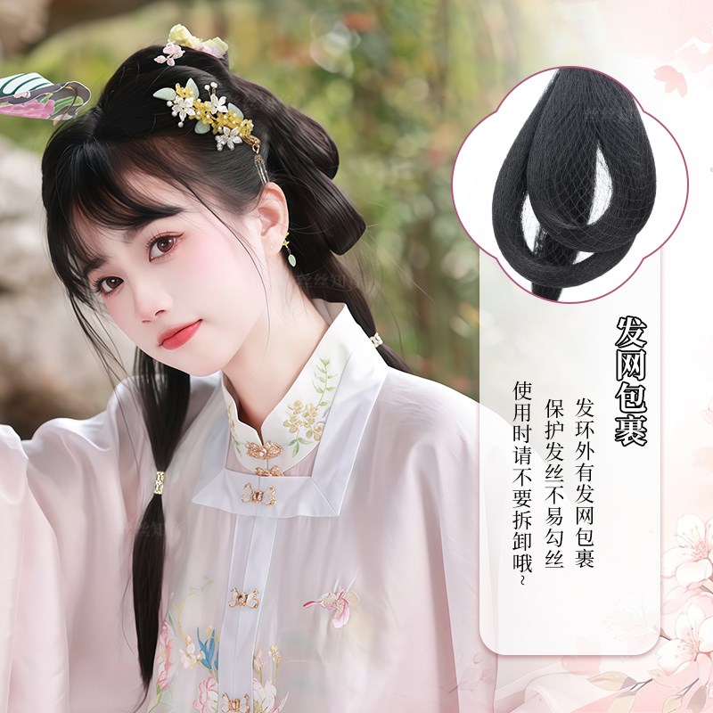 汉服假发一体式全套头饰霏羽发髻古风假发造型古装全发丝发包垫发