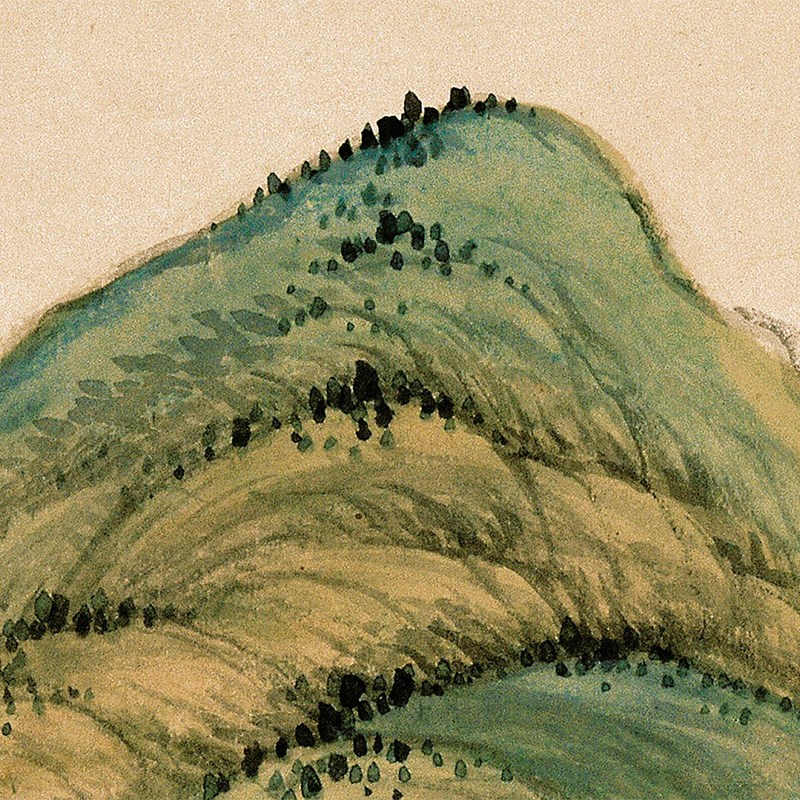 关槐上塞锦林图国画高清山水风景临摹画稿艺术微喷绢布挂画装饰画