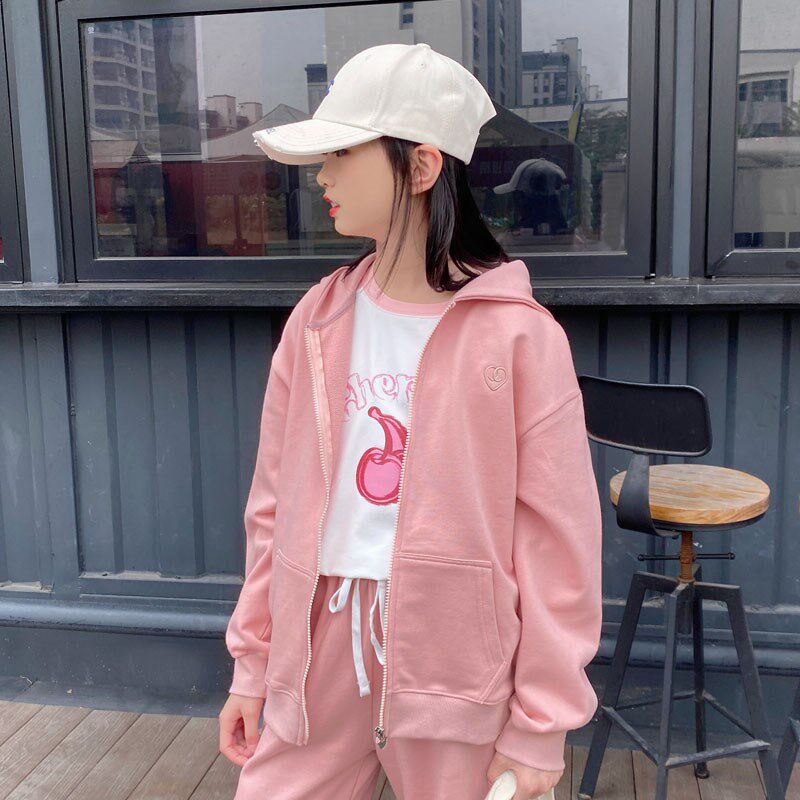 女童外套春秋款儿童卫衣开衫中大童拉链衫2024春装纯棉洋气宽松潮